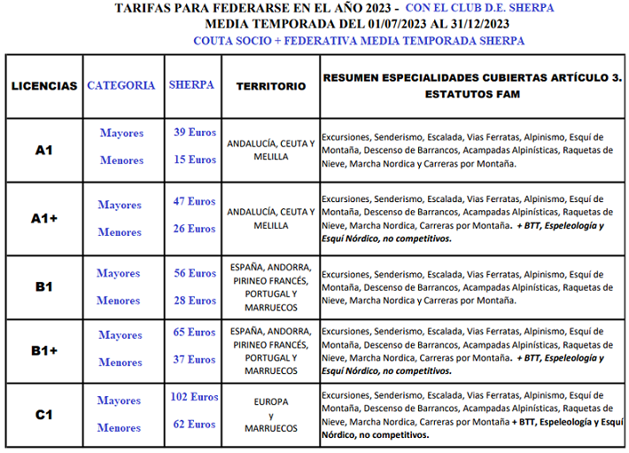 TARIFAS MEDIA TEMPORADA 2023